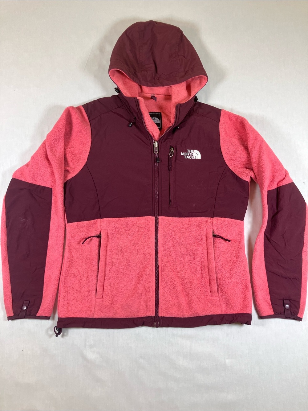 The North Face Two-Tone Pink & Burgundy Hooded Teddy Fleece Jacket